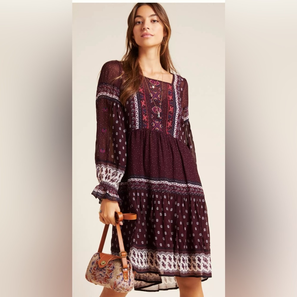 Anthropologie Maeve Galene Embroidered Tunic NEW